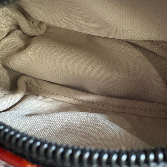 Yamamoto Red Faux Snakeskin Embossed Leather Zip Pouch Small Bag Coin Purse - Picture 7 of 7